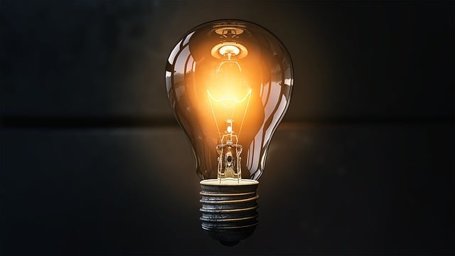 amber lit light bulb