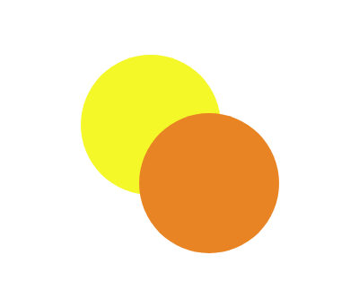 yellow and orange circle overlapping each other. 